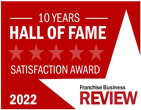 Franchise Business Review Logo - 10 Years Hall of Fame Satisfaction Award 2022